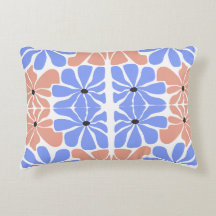 Moderne floral géométrique - Motif bleu et pêche
