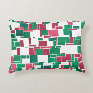 Coussins Décoratifs Moderne Gras Rouge et Vert Noël Mondrian