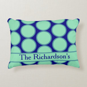 Coussins Décoratifs Moderne motif à pois personnalisé bleu marine et m