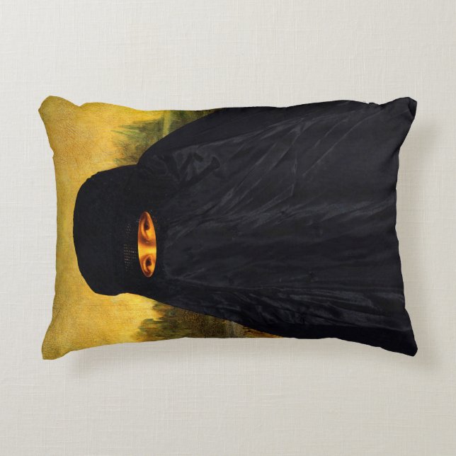 Coussins Décoratifs Mona Lisa cachée derrière la burqa (Devant)