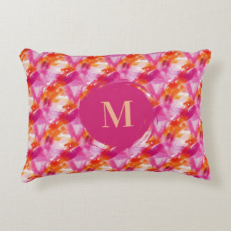 Coussins Décoratifs Monogram Watercolor Pink Orange Abstract