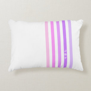 Coussins Décoratifs Monogramme à rayures verticales rose et violet