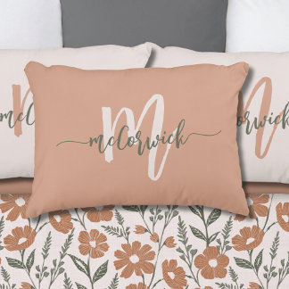 Coussins Décoratifs Monogramme de famille simple en terre cuite