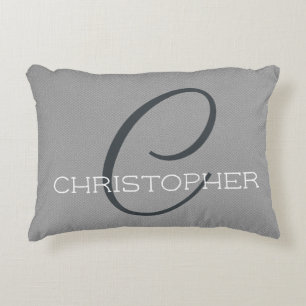 Coussins Décoratifs Monogramme de nom personnalisé C initiale Noir Gri