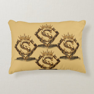Coussins Décoratifs Monogramme Diamant Couronne Lettre Dorée Luxueuse