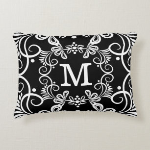Coussins Décoratifs Monogramme fait sur commande blanc noir décoratif
