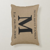 Coussins Décoratifs Monogramme faux lin burlap rustique mariage initia (Devant(Vertical))