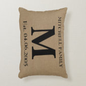 Coussins Décoratifs Monogramme faux lin burlap rustique mariage initia (Devant(Vertical))