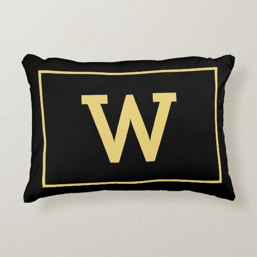 Coussins Décoratifs Monogramme initial d'or noir simple (Devant)
