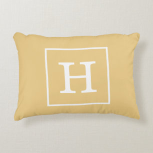 Coussins Décoratifs Monogramme initial encadré blanc lin