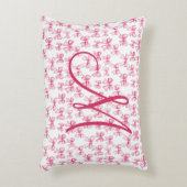 Coussins Décoratifs Monogramme Initiale Rose Nœud Coquette Esthétique (Devant(Vertical))