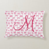 Coussins Décoratifs Monogramme Initiale Rose Nœud Coquette Esthétique (Dos)
