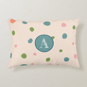 Coussins Décoratifs Monogramme jolie fille rose pois initiale