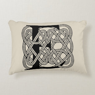 Coussins Décoratifs Monogramme lettre E Impression vintage nœud celtiq