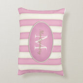 Coussins Décoratifs Monogramme ovale encadré rayures rose et crème (Dos(Vertical))