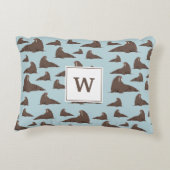 Coussins Décoratifs Monogramme personnalisé Cute Walrus Motif (Dos)