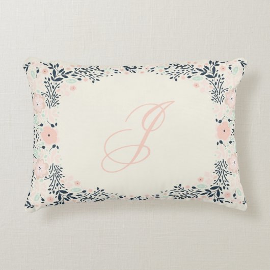 Coussins Décoratifs Monogramme souple | Floral personnalisé (Devant)