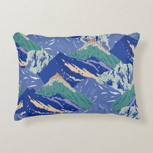 Coussins Décoratifs Montagnes vintages paysage sans couture motif. Som