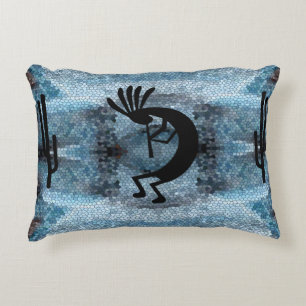 Coussins Décoratifs Mosaïque de Kokopelli Sud-Ouest du désert Bleu