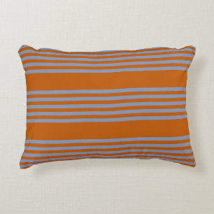 Coussins Décoratifs Motif à cinq bandes bleu-gris et orange brûlé