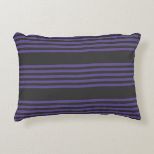 Coussins Décoratifs Motif à cinq rayures violet ultra et charbon