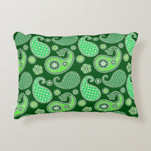 Coussins Décoratifs Motif à dessins de Paisley, vert émeraude et jade