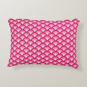 Coussins Décoratifs Motif à vagues Art Déco - fuchsia et corail