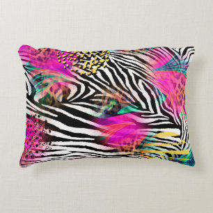 Coussins Décoratifs Motif abstrait coloré avec zebra textureabstra