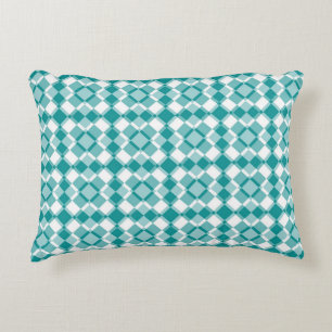 Coussins Décoratifs Motif Argyle à carreaux blanc sarcelle