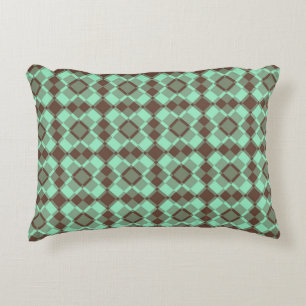Coussins Décoratifs Motif Argyle à carreaux marron sarcelle