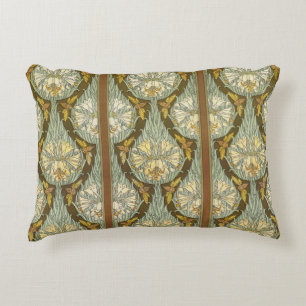 Coussins Décoratifs Motif Art Nouveau de lys et insecte vert sauge