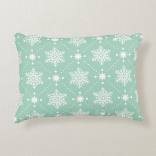 Coussins Décoratifs Motif blanc vert en bon état de Noël de flocons