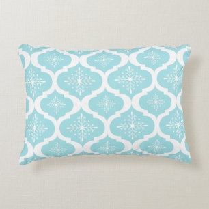 Coussins Décoratifs Motif bleu de trellis de flocons de neige d'Aqua