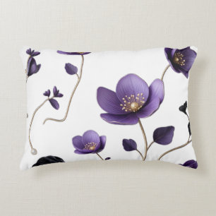 Coussins Décoratifs Motif botanique floral 3D violet et or élégant