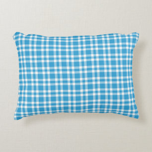 Coussins Décoratifs Motif carreaux bleu blanc