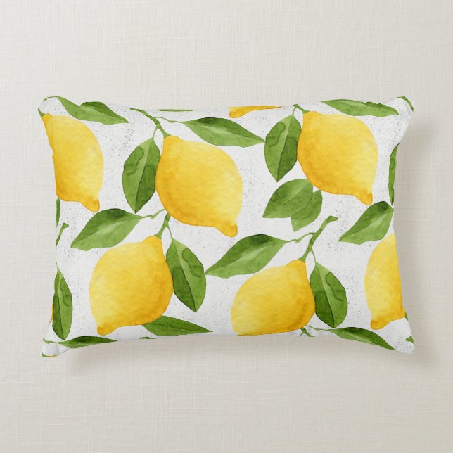 Coussins Décoratifs Motif citrons aquarelle (Devant)