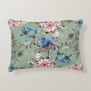 Coussins Décoratifs Motif d'aquarelle Arrière - plan vert.