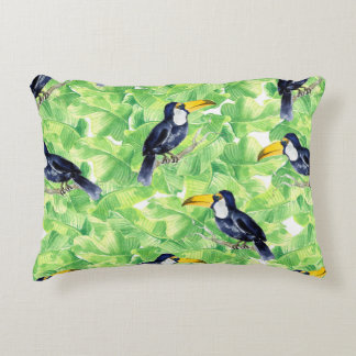 Coussins Décoratifs Motif d'aquarelle transparente avec toucan sur l v