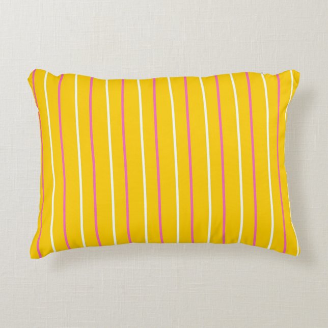Coussins Décoratifs Motif de bande verticale jaune (Devant)