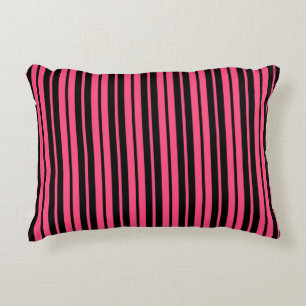 Coussins Décoratifs Motif de bandes verticales en noir rose