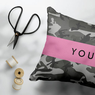 Coussins Décoratifs Motif de camouflage gris, Votre nom, Personnaliser