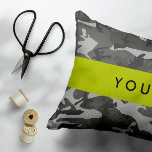 Coussins Décoratifs Motif de camouflage gris, Votre nom, Personnaliser