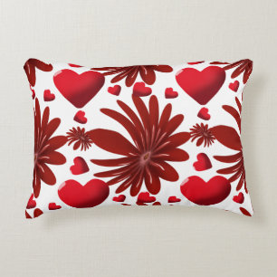 Coussins Décoratifs Motif de cœur floral rouge esthétique fleur romant
