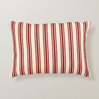 Coussins Décoratifs Motif de coutil rouge foncé et crème de rayures