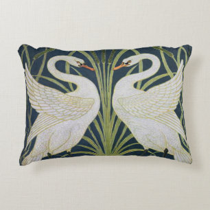 Coussins Décoratifs Motif de cygnes Art Nouveau : Impression de cygnes