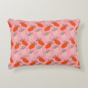 Coussins Décoratifs Motif de doodle fraises rose blanc