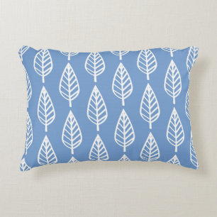 Coussins Décoratifs Motif de feuille de hêtre - Bleu ciel et blanc