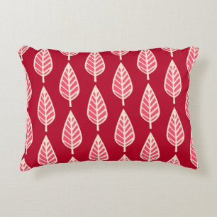 Coussins Décoratifs Motif de feuille de hêtre - Rouge rubis et crème