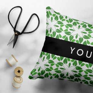 Coussins Décoratifs Motif de feuille, feuilles vertes, votre nom