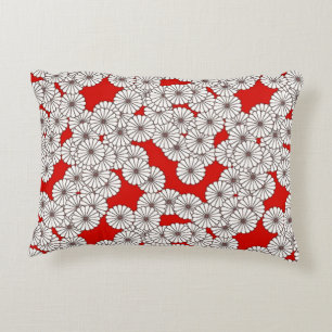 Coussins Décoratifs Motif de fleur d'art déco - blanc sur le rouge